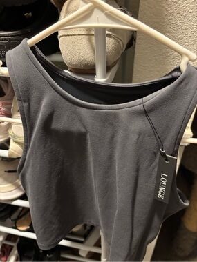 Lounge Charcoal Cropped Tank Top — Sleeveless Essential